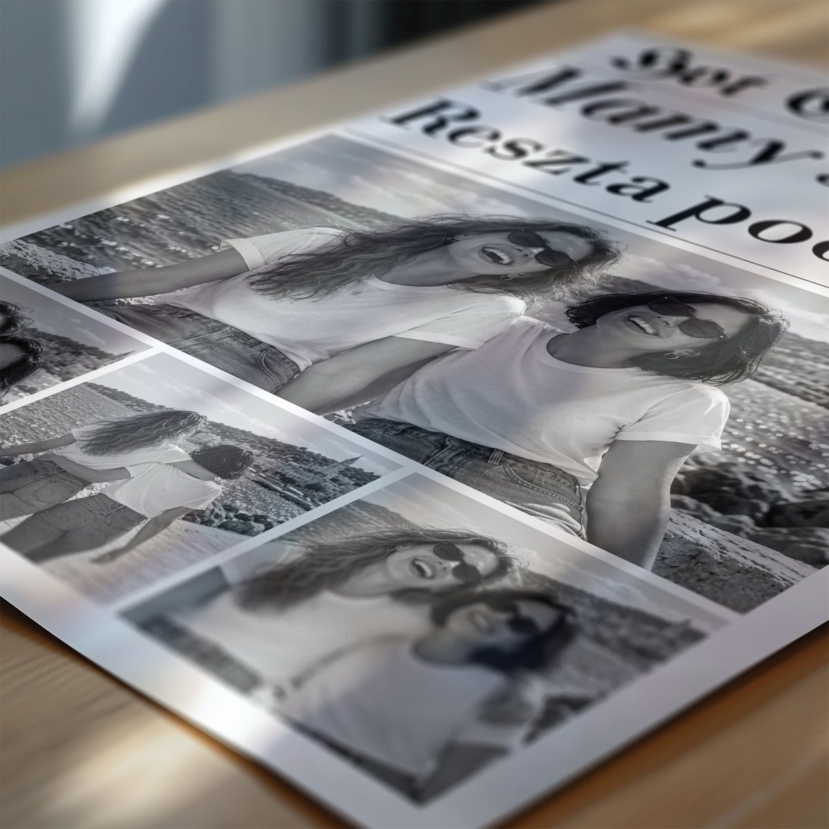 Personalizowany plakat MAMY SIEBIE w zbliżeniu pokazującym nadruk i typografię, z własnym zdjęciem i tekstem | C-PL-GAZ-11-2130-NF