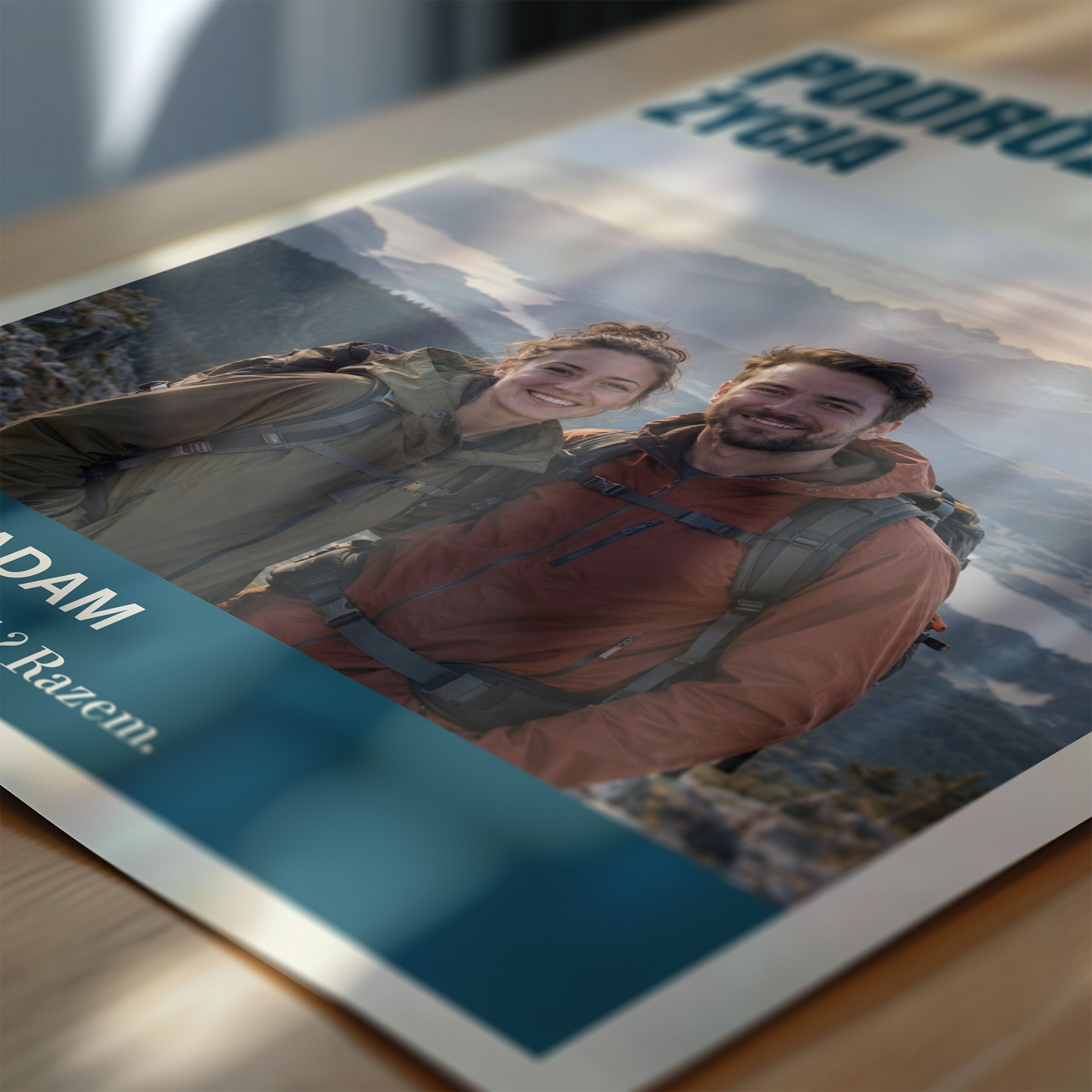 Personalizowany plakat PODRÓŻ ŻYCIA w zbliżeniu pokazującym nadruk i typografię, z własnym zdjęciem i tekstem | C-PL-HEART-28-2130-NF