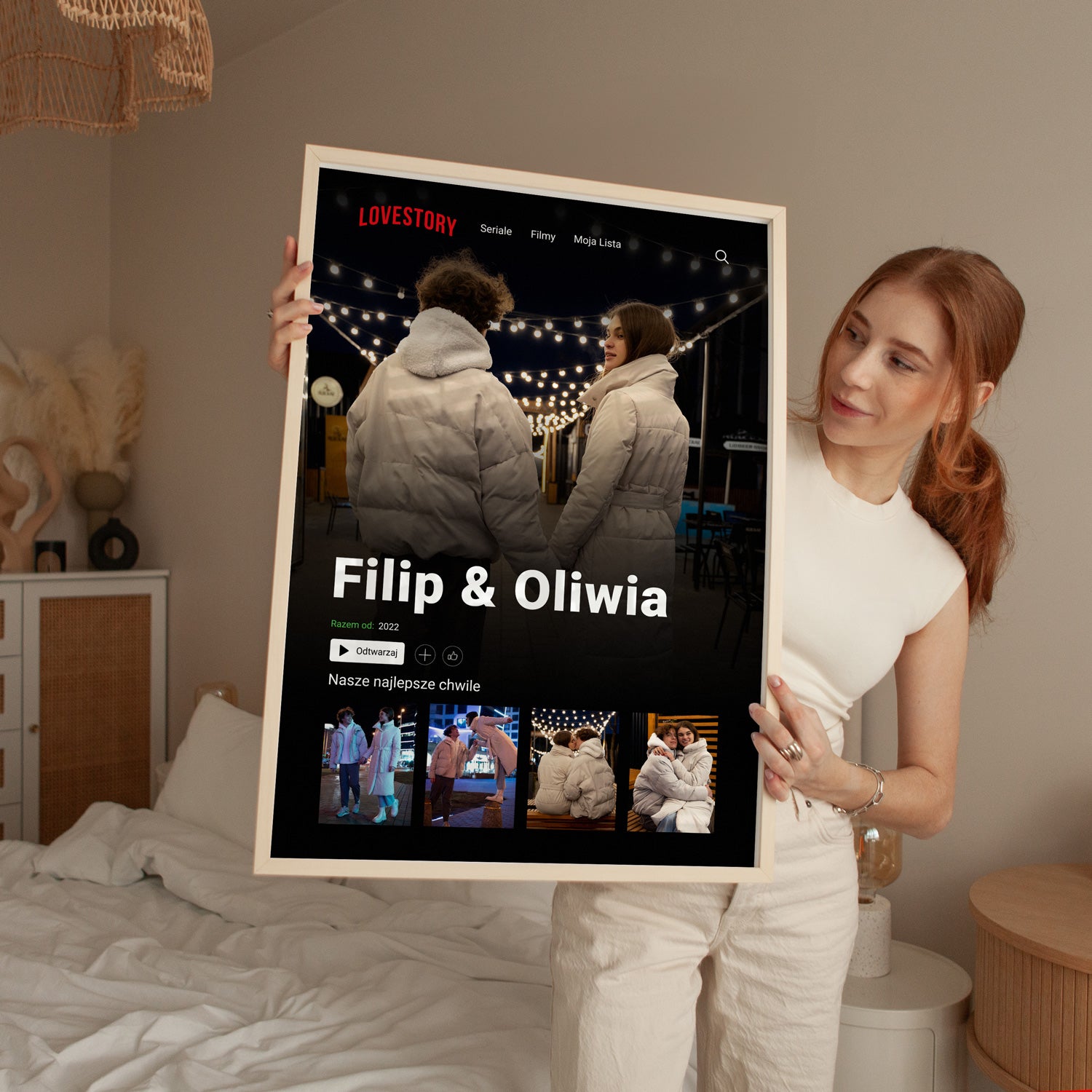 Detal druku plakatu Lovestory - papier fotograficzny