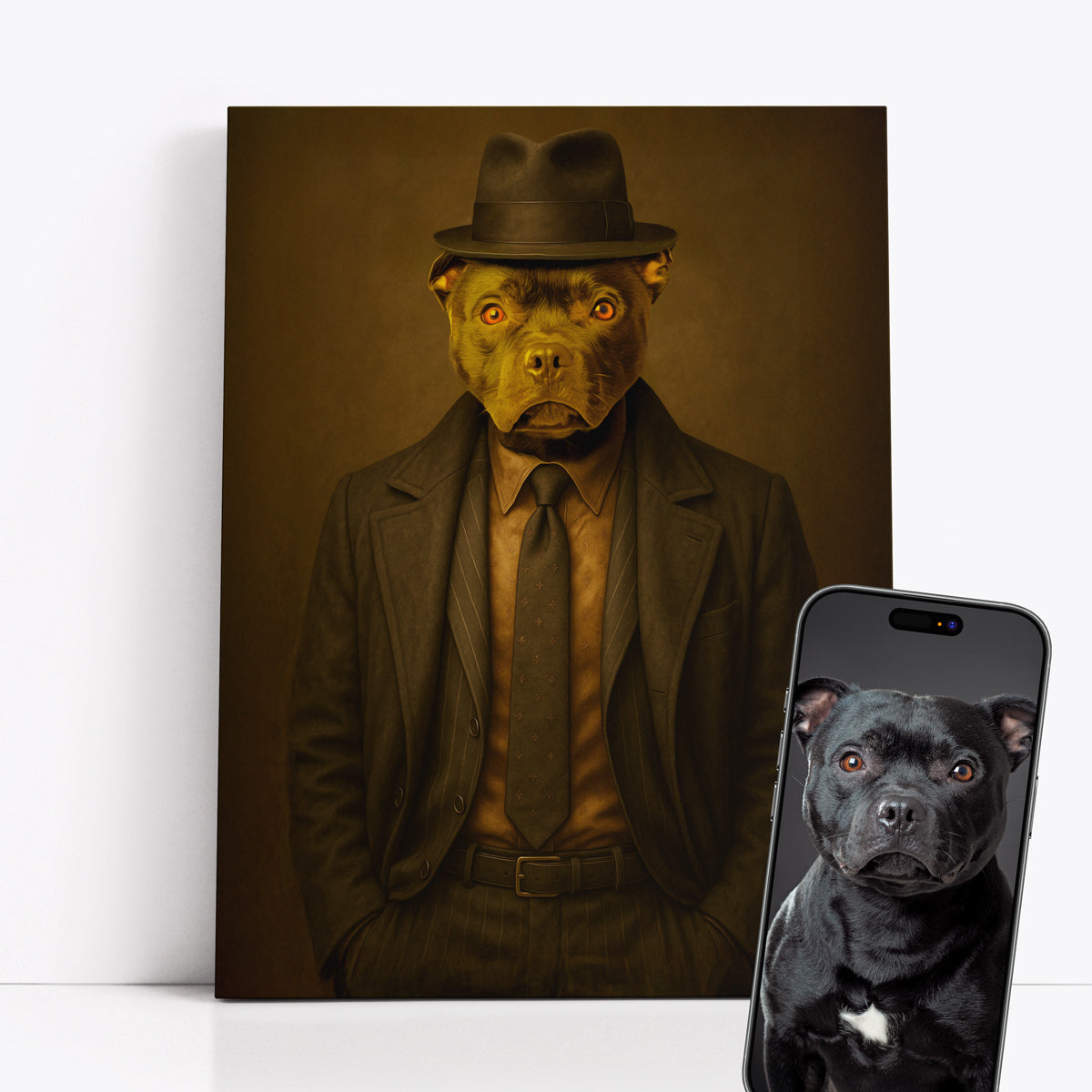 personalizowany portret zwierzaka ze zdjęcia na płótnie – styl humorystyczny