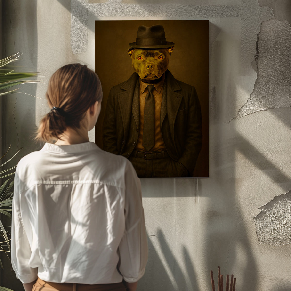 personalizowany portret zwierzaka ze zdjęcia na płótnie – styl humorystyczny