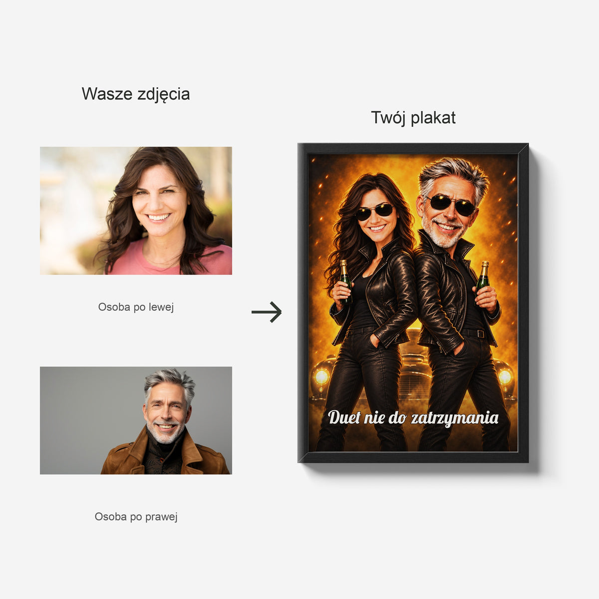 Tajna Misja Razem — zdjęcie przed i karykatura po personalizacji C-PL-KAR-DOUB-02-2130-NF
