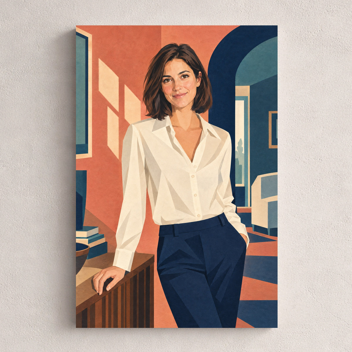 Portret Art Deco — personalizowany obraz na płótnie ze zdjęcia, przykład obrazu w rozmiarze 20×30 cm