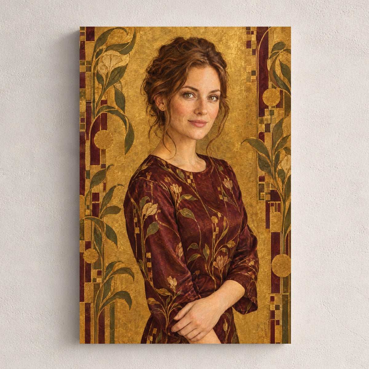 Złota secesja — personalizowany obraz na płótnie ze zdjęcia, przykład obrazu w rozmiarze 20×30 cm
