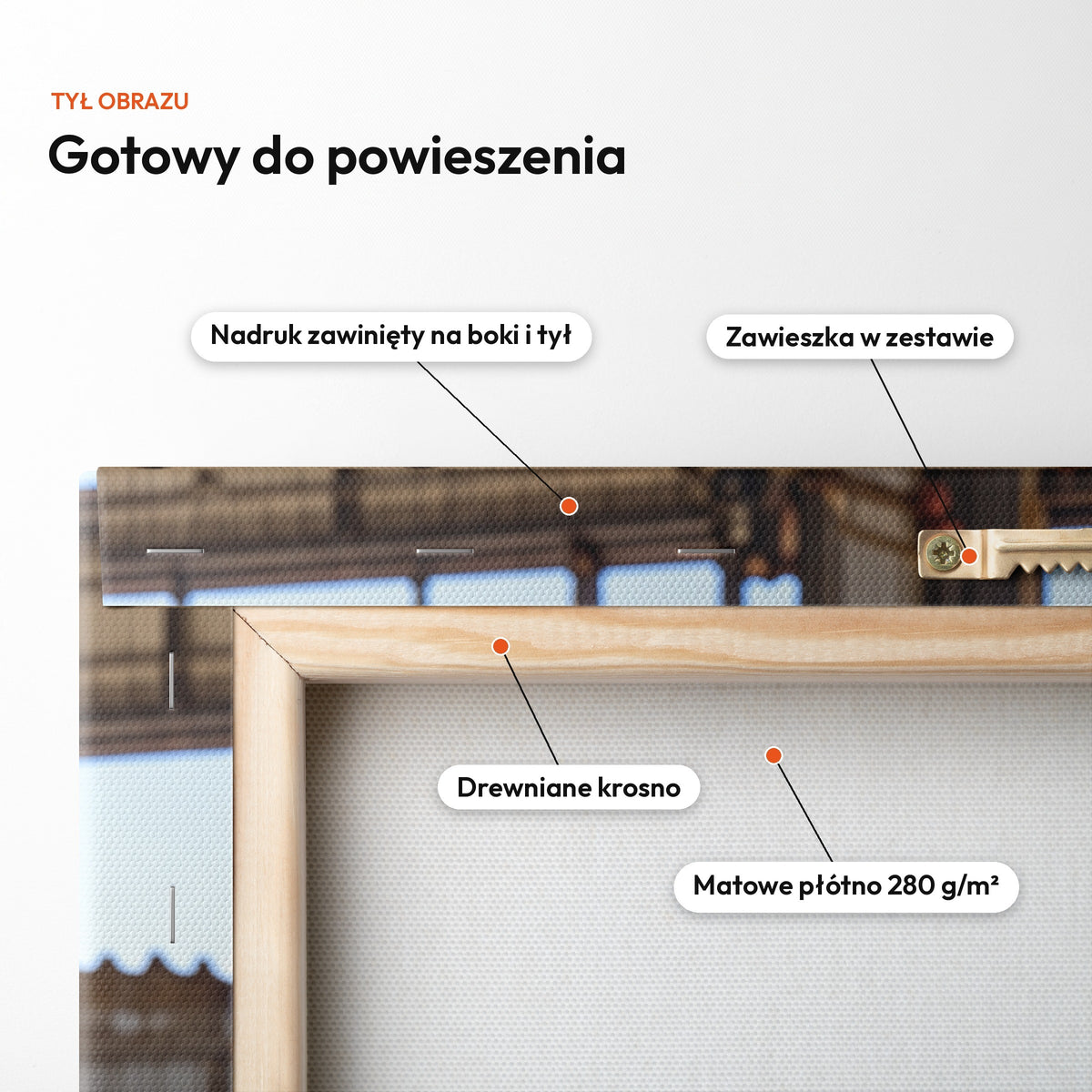 Asy Przestworzy — obraz na płótnie z psem — tył z zawinięciem nadruku i zawieszką C-CV-ROY-PET-06-2030