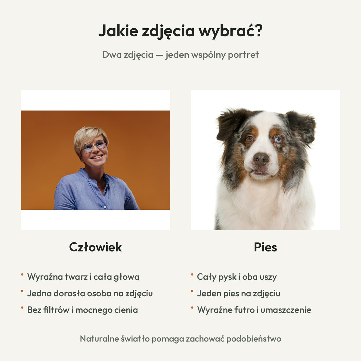 Asy Przestworzy — obraz na płótnie z psem — jakie dwa zdjęcia wybrać
