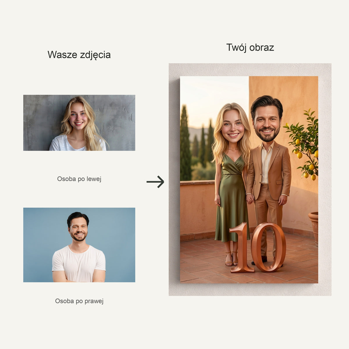 Nasze Dolce Vita — dwa zdjęcia źródłowe i portret po personalizacji C-CV-KAR-DOUB-09-2030