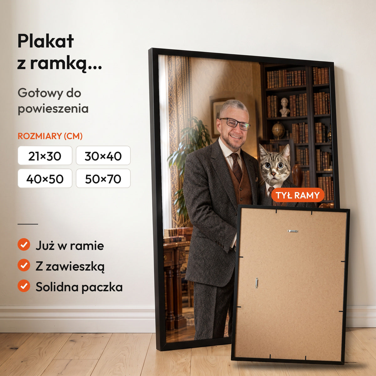 Dżentelmeńska Umowa — plakat z kotem — gotowy do powieszenia w ramce C-PL-ROY-PET-04-2130-NF