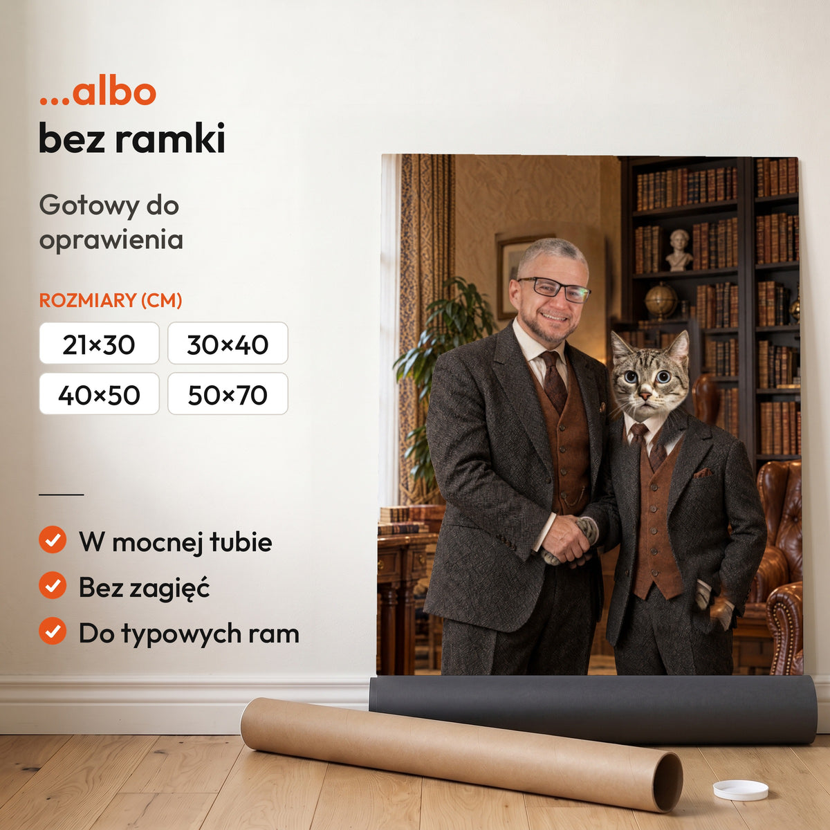 Dżentelmeńska Umowa — plakat z kotem — bez ramki, gotowy do oprawienia C-PL-ROY-PET-04-2130-NF