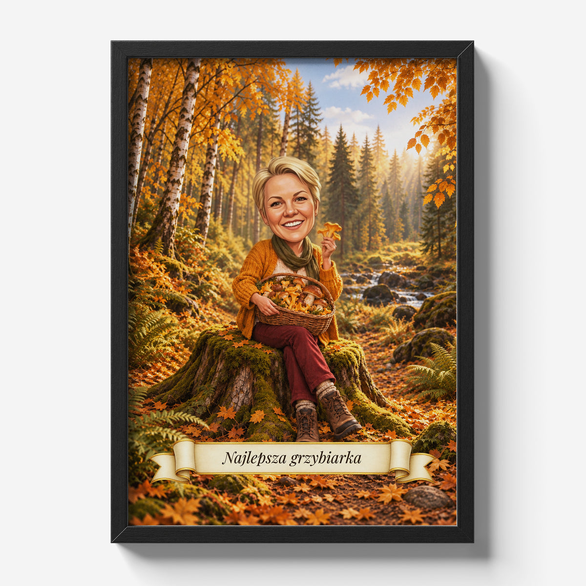 Grzybiarka — plakat w czarnej ramie