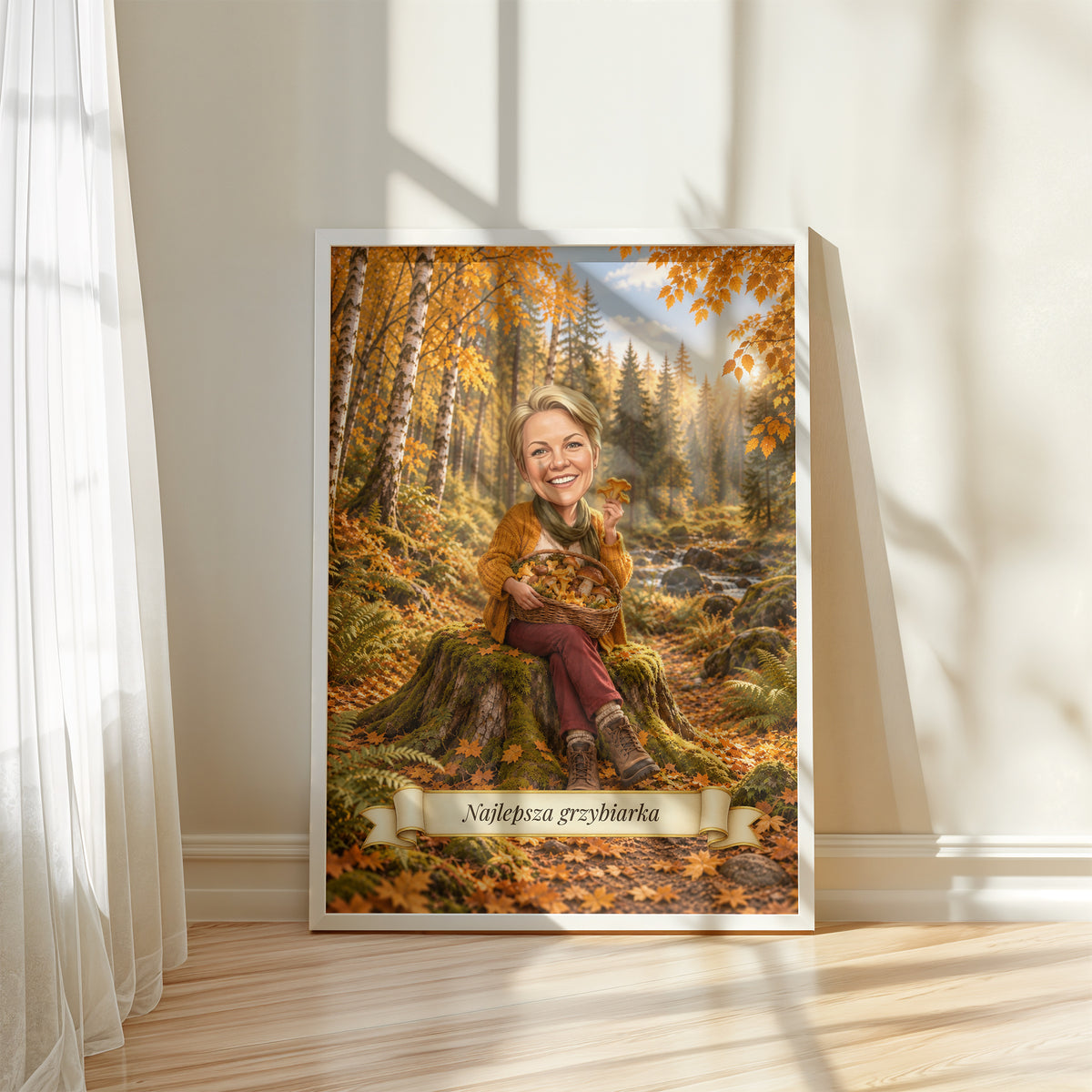 Grzybiarka — plakat w białej ramie C-PL-KAR-11-2130-NF