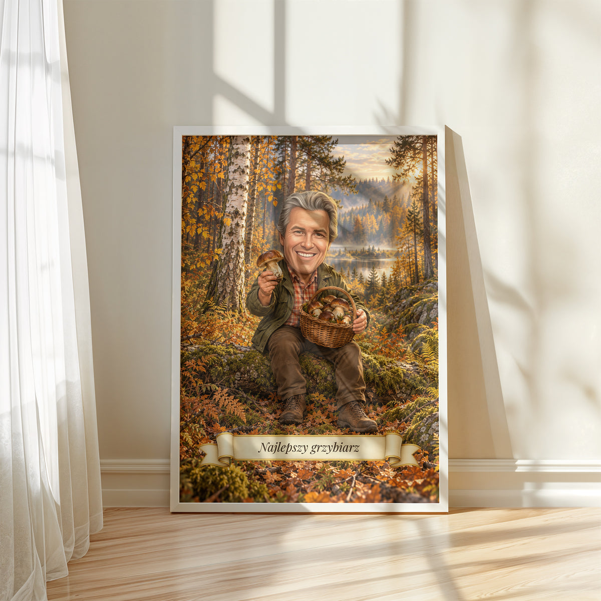 Grzybiarz — plakat w białej ramie C-PL-KAR-10-2130-NF