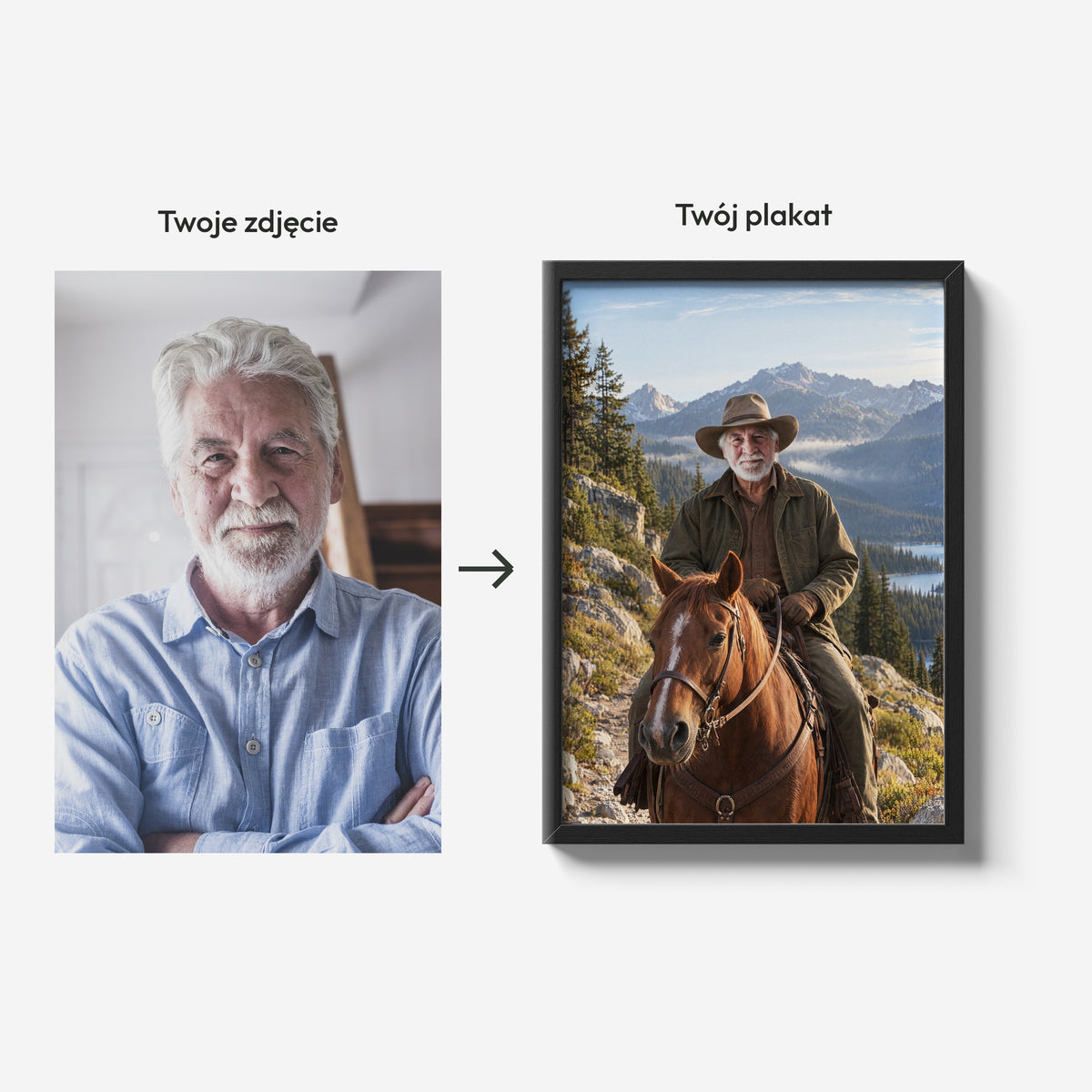 Jeździec Górskiego Szlaku — zdjęcie i gotowy portret tej samej osoby C-PL-ROY-27-2130-NF