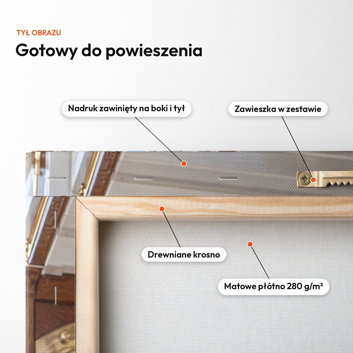 Kapitanowie Przygody — obraz na płótnie z kotem — tył z zawinięciem nadruku i zawieszką C-CV-ROY-PET-07-2030