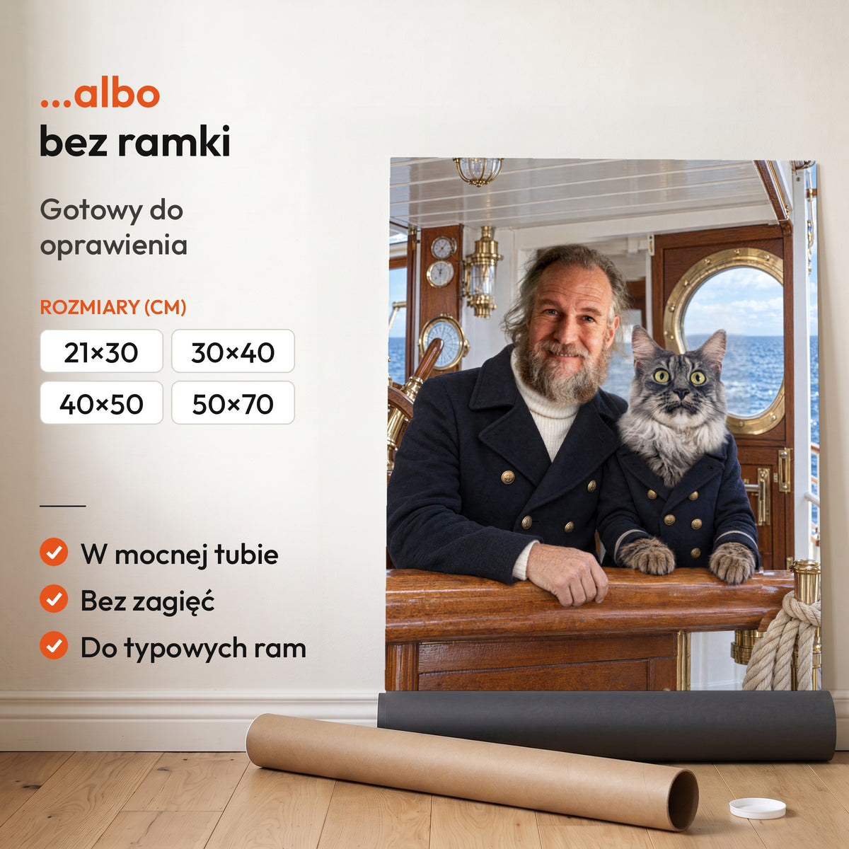 Kapitanowie Przygody — plakat z kotem — bez ramki, gotowy do oprawienia C-PL-ROY-PET-07-2130-NF