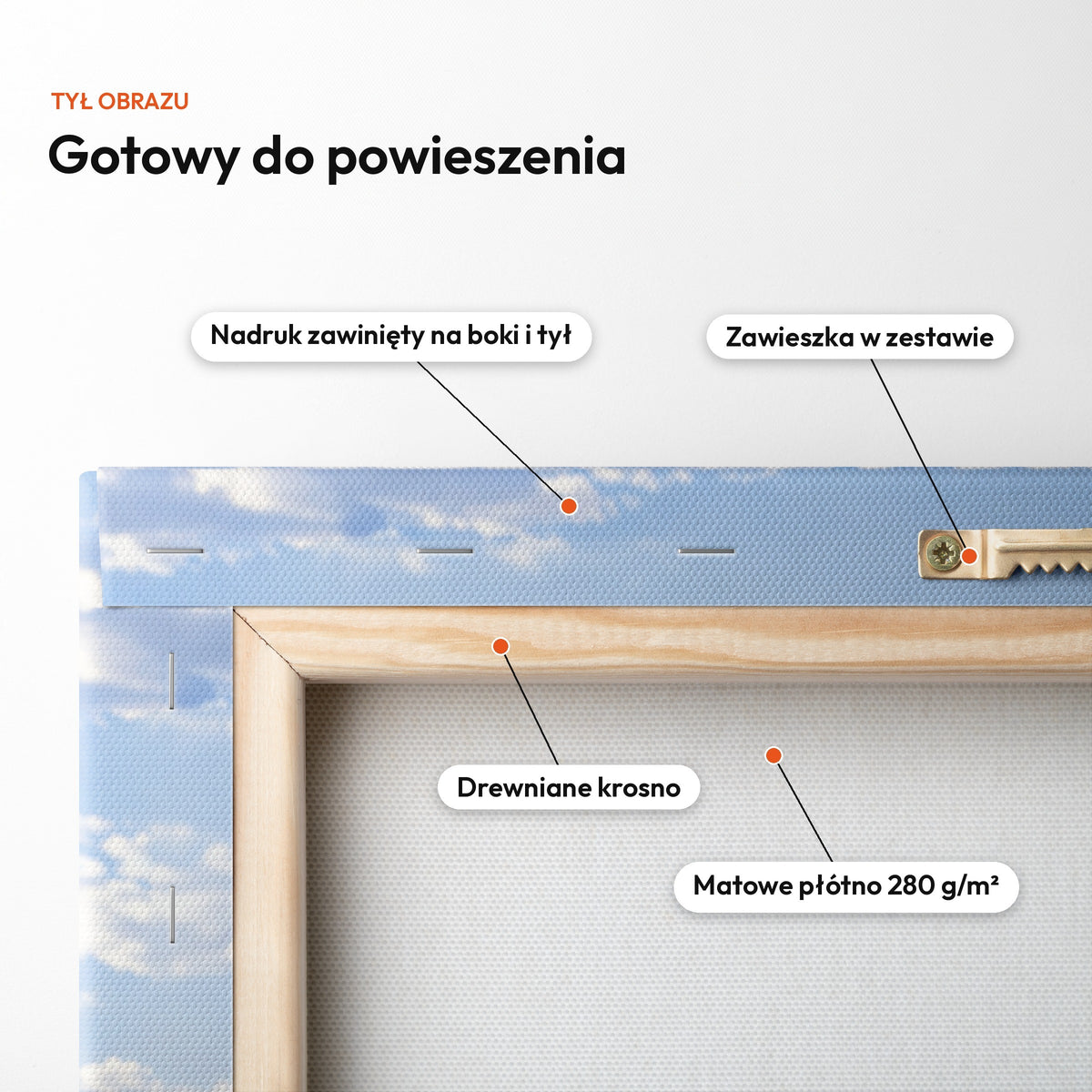 Kowboj z Rancza — tył obrazu z zawinięciem nadruku C-CV-ROY-26-2030