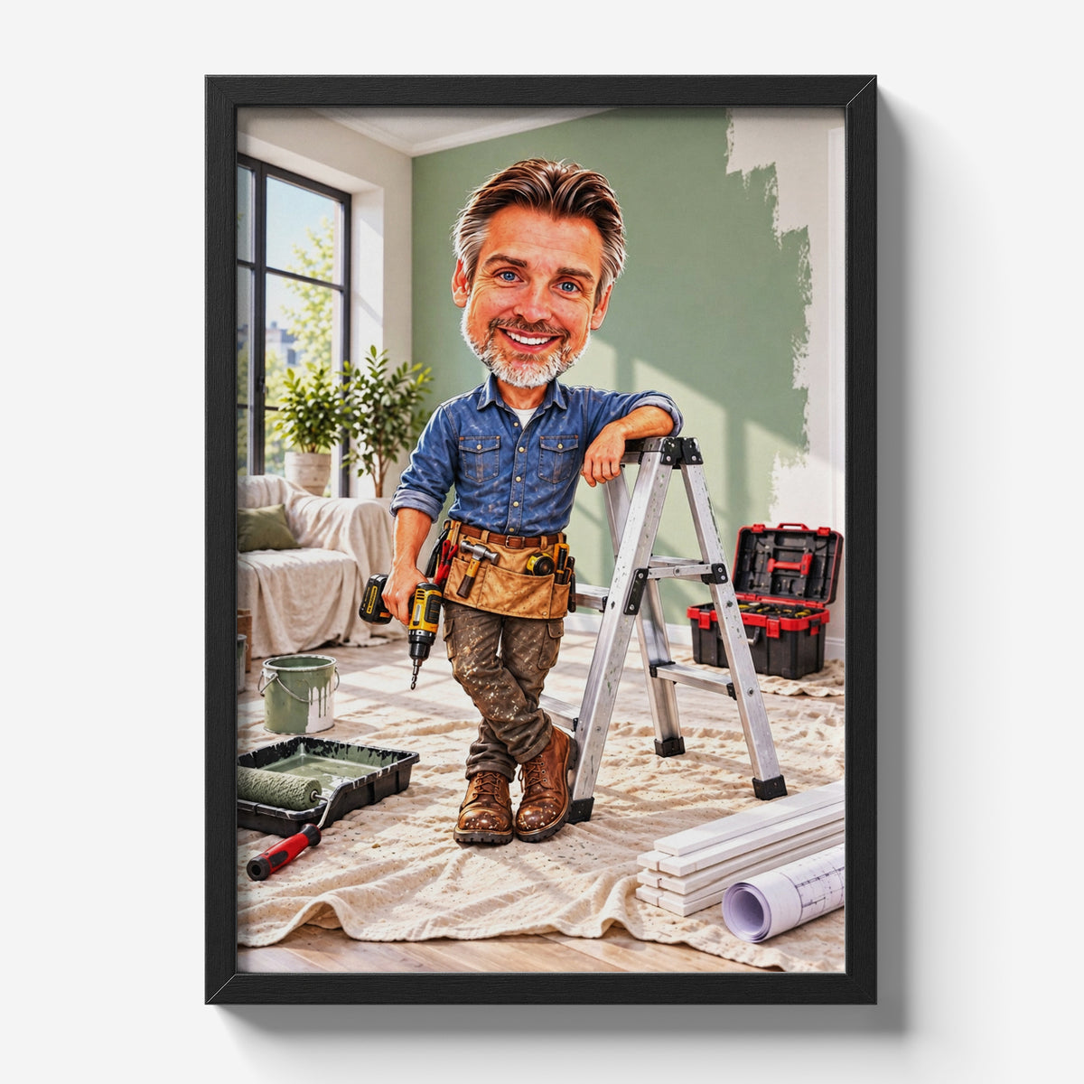Mistrz Remontu — plakat w czarnej ramie