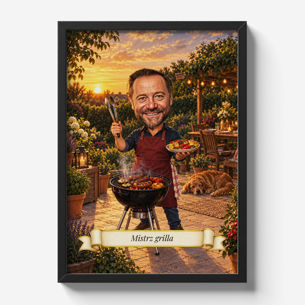 Mistrz Grilla — plakat w czarnej ramie