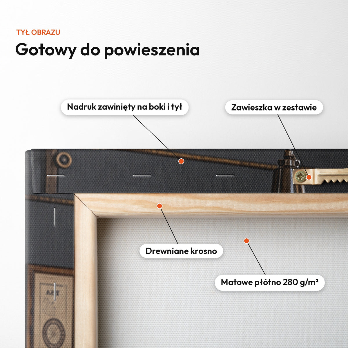 Mistrzowie Warsztatu — obraz na płótnie z psem — tył z zawinięciem nadruku i zawieszką C-CV-ROY-PET-05-2030