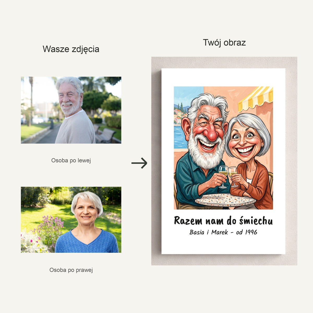 Razem Nam Do Śmiechu — dwa zdjęcia źródłowe i portret po personalizacji C-CV-KAR-DOUB-04-2030