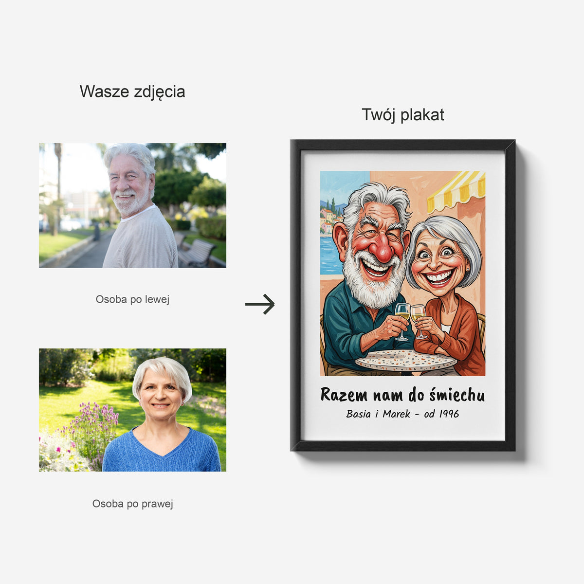Razem Nam Do Śmiechu — dwa zdjęcia źródłowe i portret po personalizacji C-PL-KAR-DOUB-04-2130-NF