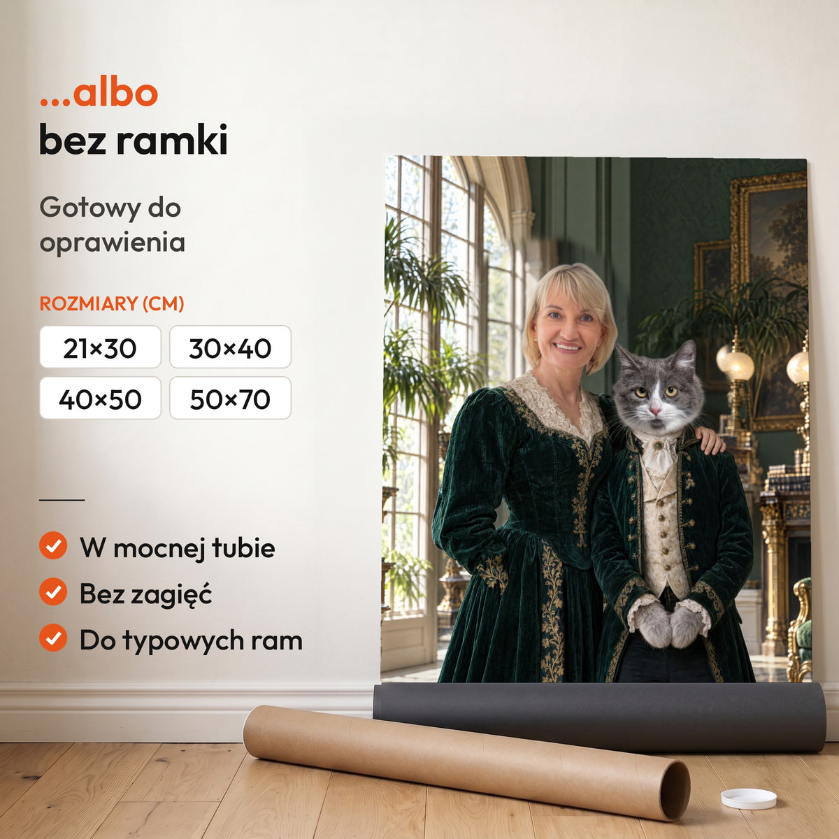 Szmaragdowy Dwór — plakat z kotem — bez ramki, gotowy do oprawienia C-PL-ROY-PET-01-2130-NF