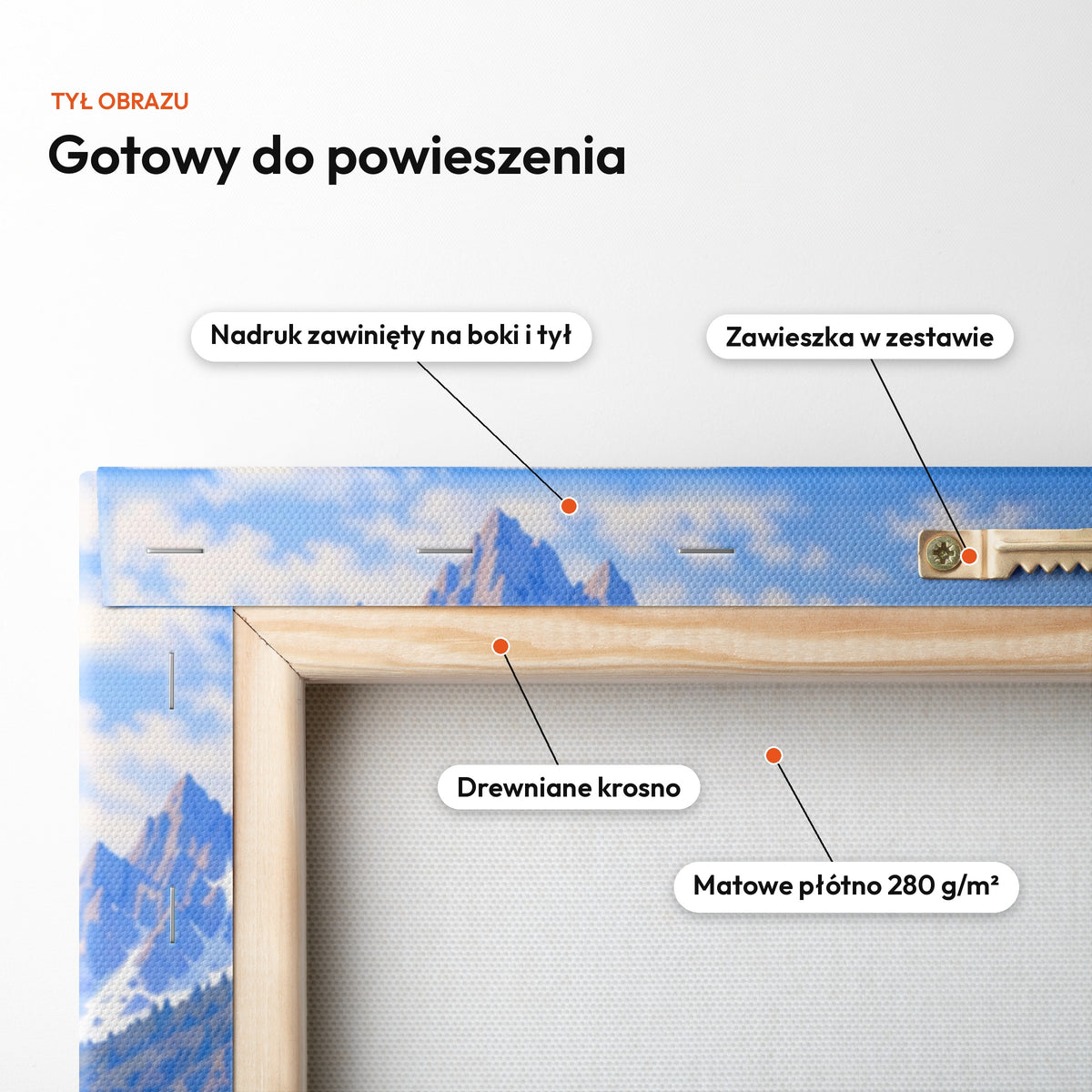 Quad — Król Bezdroży — tył obrazu na płótnie gotowy do powieszenia: nadruk zawinięty na boki i tył, zawieszka w zestawie, drewniane krosno, matowe płótno 280 g/m² C-CV-KAR-23-2030
