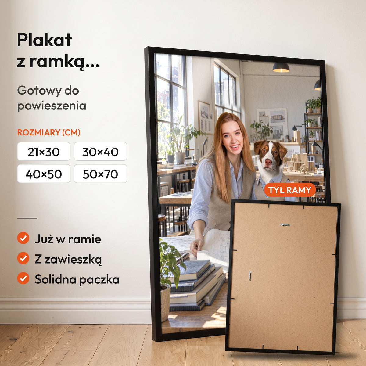 Wielkie Plany — plakat z psem — gotowy do powieszenia w ramce C-PL-ROY-PET-08-2130-NF
