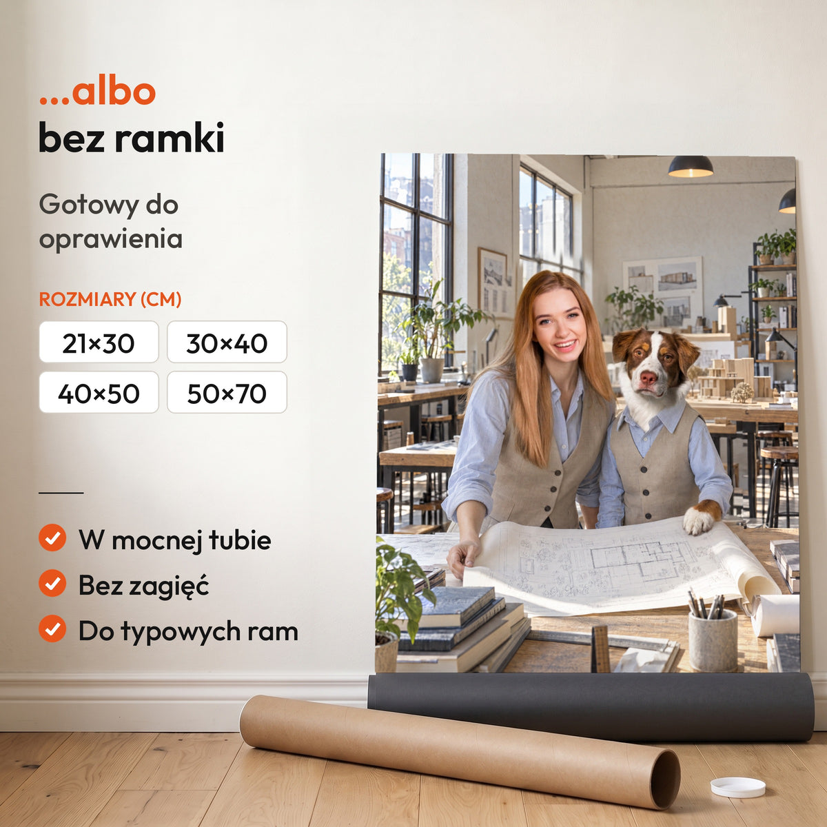 Wielkie Plany — plakat z psem — bez ramki, gotowy do oprawienia C-PL-ROY-PET-08-2130-NF