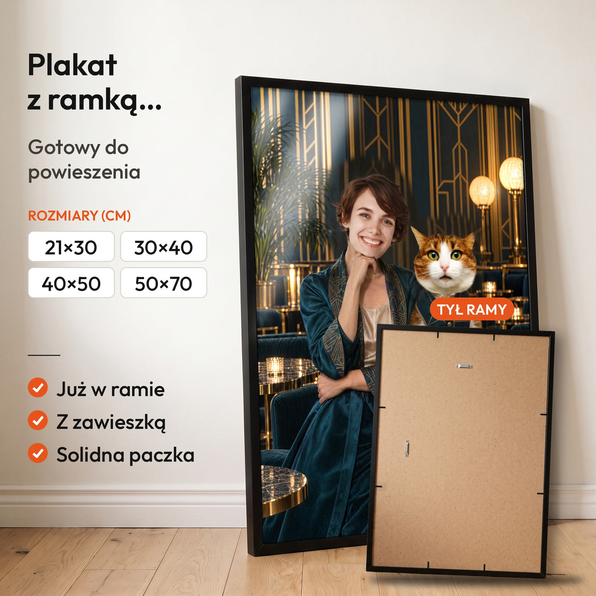 Złota Era — plakat z kotem — gotowy do powieszenia w ramce C-PL-ROY-PET-03-2130-NF